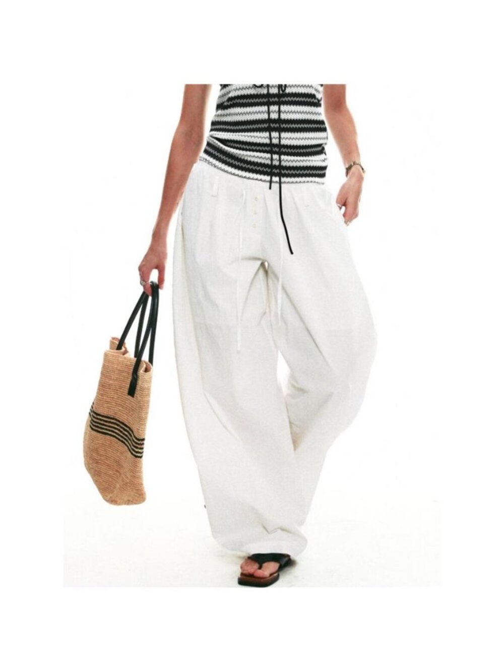 Drawstring Wide-Leg Pants - Picture 10 of 13